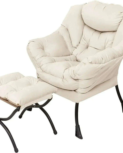 Cozy Grey Lounge Chair Set with Ottoman and Storage Pocket for Ultimate Relaxation