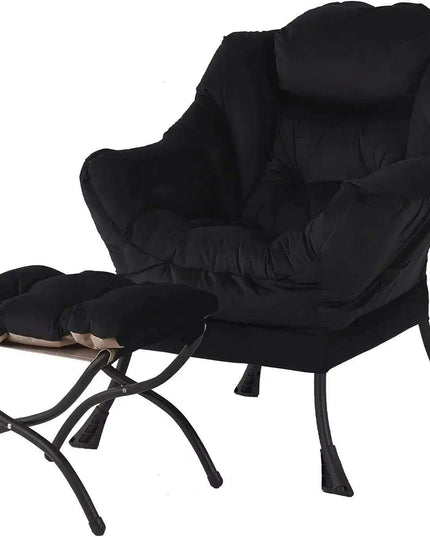 Cozy Grey Lounge Chair Set with Ottoman and Storage Pocket for Ultimate Relaxation
