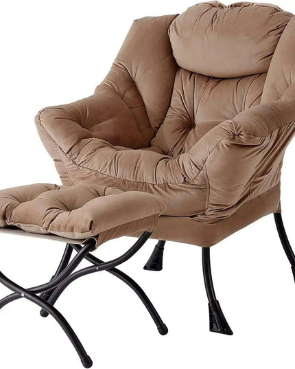 Cozy Grey Lounge Chair Set with Ottoman and Storage Pocket for Ultimate Relaxation