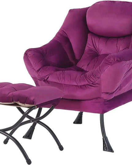 Cozy Grey Lounge Chair Set with Ottoman and Storage Pocket for Ultimate Relaxation