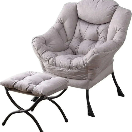 Cozy Grey Lounge Chair Set with Ottoman and Storage Pocket for Ultimate Relaxation