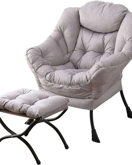 Cozy Grey Lounge Chair Set with Ottoman and Storage Pocket for Ultimate Relaxation