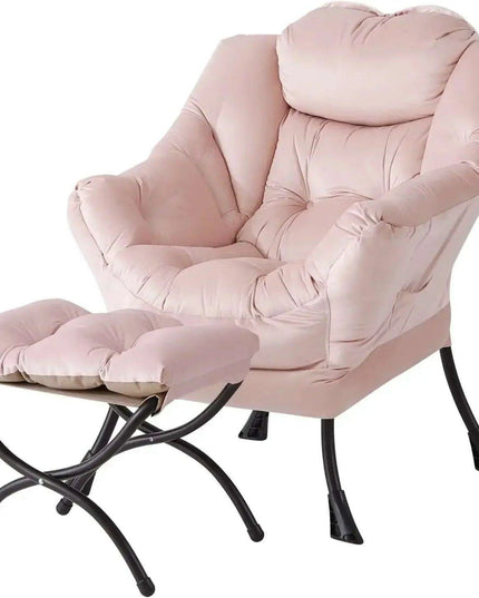 Cozy Grey Lounge Chair Set with Ottoman and Storage Pocket for Ultimate Relaxation