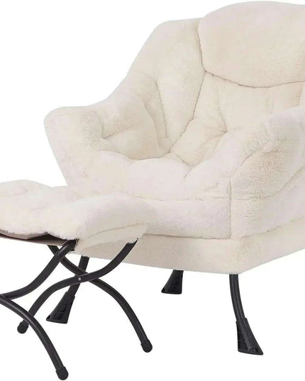 Cozy Grey Lounge Chair Set with Ottoman and Storage Pocket for Ultimate Relaxation