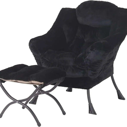 Cozy Grey Lounge Chair Set with Ottoman and Storage Pocket for Ultimate Relaxation