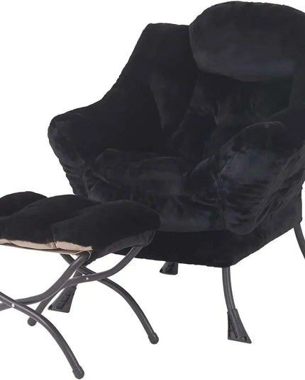 Cozy Grey Lounge Chair Set with Ottoman and Storage Pocket for Ultimate Relaxation