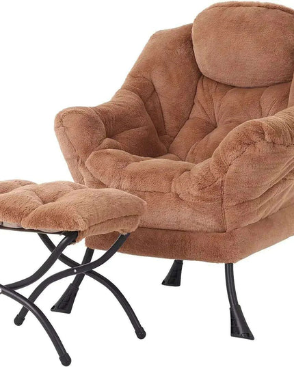 Cozy Grey Lounge Chair Set with Ottoman and Storage Pocket for Ultimate Relaxation