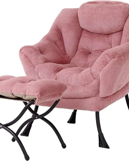 Cozy Grey Lounge Chair Set with Ottoman and Storage Pocket for Ultimate Relaxation