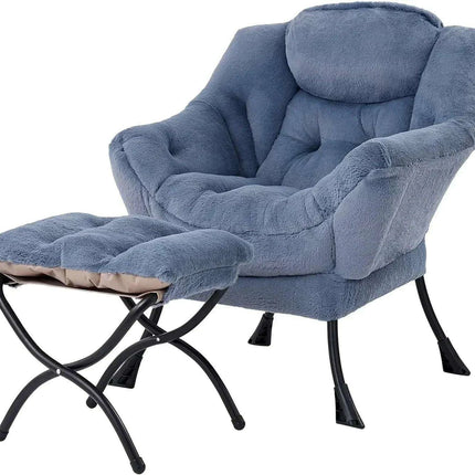 Cozy Grey Lounge Chair Set with Ottoman and Storage Pocket for Ultimate Relaxation