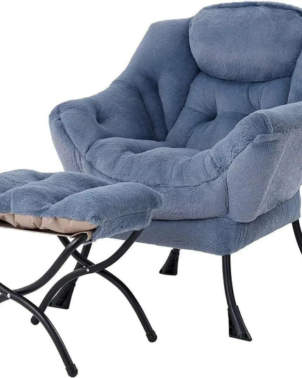Cozy Grey Lounge Chair Set with Ottoman and Storage Pocket for Ultimate Relaxation