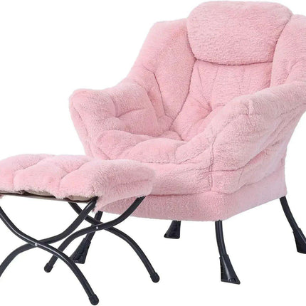 Cozy Grey Lounge Chair Set with Ottoman and Storage Pocket for Ultimate Relaxation