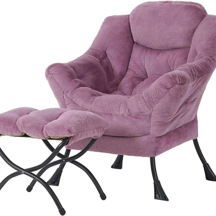 Cozy Grey Lounge Chair Set with Ottoman and Storage Pocket for Ultimate Relaxation