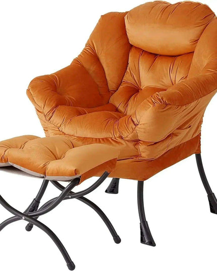 Cozy Grey Lounge Chair Set with Ottoman and Storage Pocket for Ultimate Relaxation