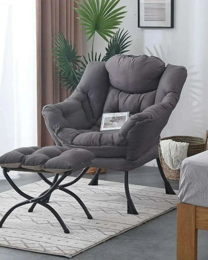 Cozy Grey Lounge Chair Set with Ottoman and Storage Pocket for Ultimate Relaxation