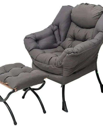 Cozy Grey Lounge Chair Set with Ottoman and Storage Pocket for Ultimate Relaxation