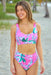 Tropical Leaf Print Bikini with Mid-Waist Bottom - Two-Piece Set