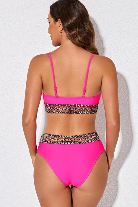 Leopard Print Two-Piece Swimsuit Set for Chic Outdoor Escapades