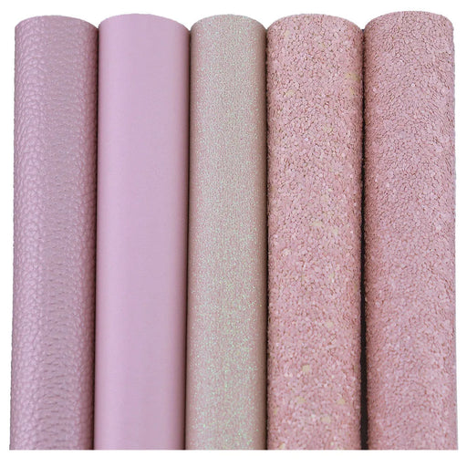 Pink Glitter Faux Leather Crafting Fabric for DIY Earrings and Hair Ornaments