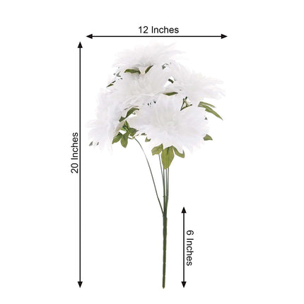 AliKopy 2 Bouquets 20" White Silk Dahlia Flower Sprays - Realistic & D