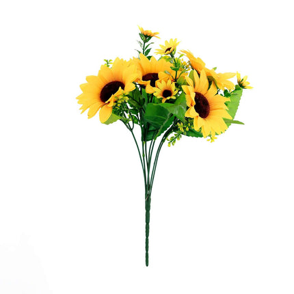 AliKopy 2 Pack 13" Yellow Artificial Silk Sunflower Bushes - Durable &