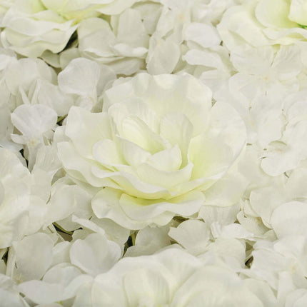 AliKopy 11 Sq Ft Cream 3D Silk Rose & Hydrangea Wall Mat - 4 Panels