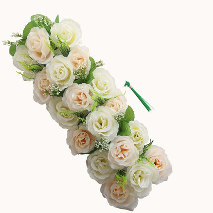 AliKopy 6 Pack Cream Ivory Silk Rose Table Runner - Wedding Centerpiec