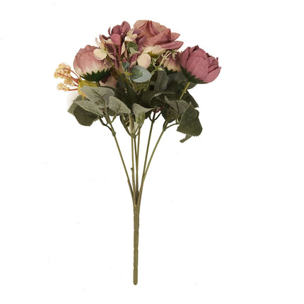 AliKopy 2 Pack Silk Rose & Peony Bouquets - 12" Dusty Rose, Wedding De