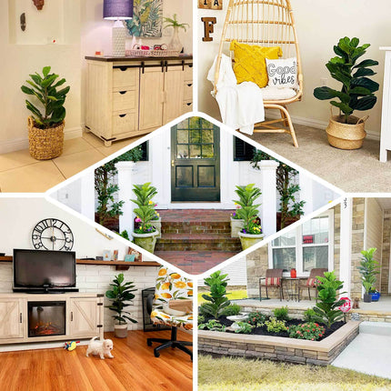 AliKopy 2 Pack 3ft Artificial Fiddle Leaf Fig Trees - Potted, Realisti
