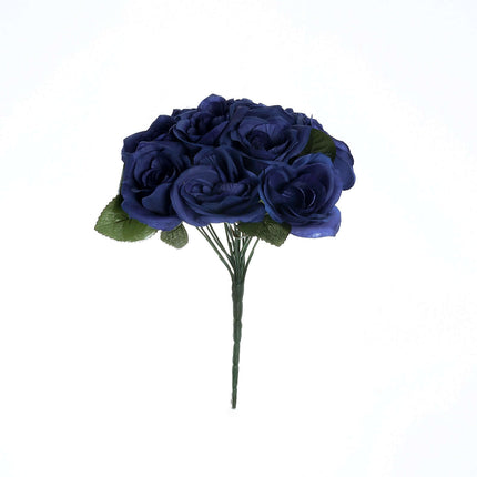 AliKopy 12" Navy Blue Velvet-Like Artificial Rose Bouquet, Realistic L
