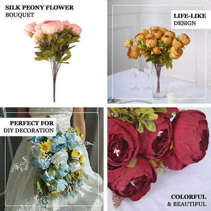 AliKopy 2 Pack 19" Ivory Artificial Peony Bouquets - Silk Arrangements