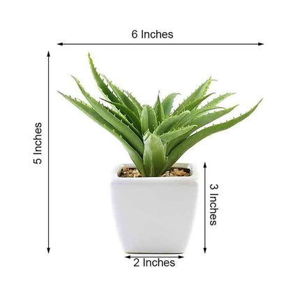 AliKopy 3-Pack Lifelike Aloe Vera Faux Succulents in Ceramic Pots