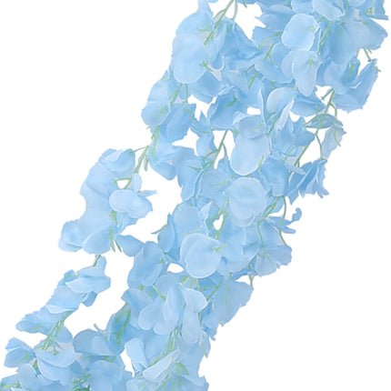 AliKopy 42" Silk Wisteria Flower Garland - Light Blue, 5 Full Strands