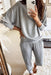 Cozy Grey Ribbed Dolman Sleeve Top with Stylish Pocketed Pants Set