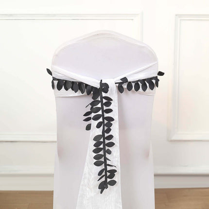 AliKopy 50ft Taffeta Ribbon Sash - Black with 4" Leaf Petal Design