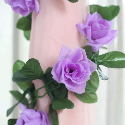 AliKopy 6ft UV Protected Lavender Lilac Silk Rose Garland - Durable De