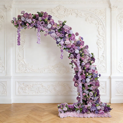 AliKopy Artificial Silk Floral Backdrop – Lavender Half Crescent Arch