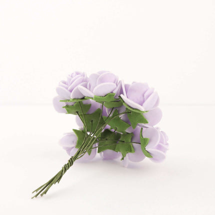 AliKopy 48 Lavender Lilac Real Touch Foam Roses with Stems for Crafts