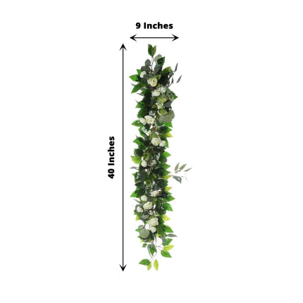 AliKopy 40" Artificial Eucalyptus & Ranunculus Flower Garland Vine - L