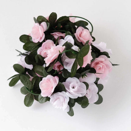 Très Elite 2 Pack 8ft Blush Dusty Rose Silk Flower Garland - 45 Flower