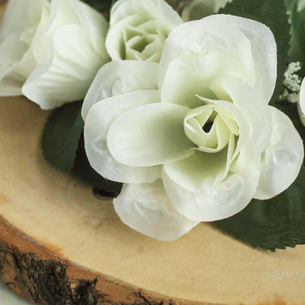 AliKopy 4 Pack 3" Ivory Silk Rose Candle Rings - Elegant Floral Decor