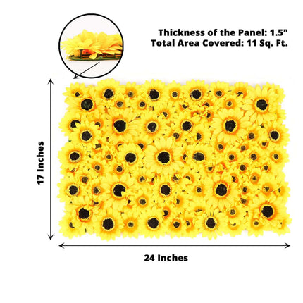 AliKopy 11 Sq Ft UV Protected Artificial Sunflower Wall Mat - 4 Panels
