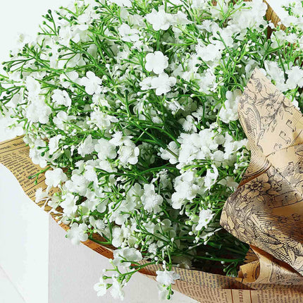 AliKopy 27" White Artificial Silk Babys Breath - 4 Stems, Realistic Lo
