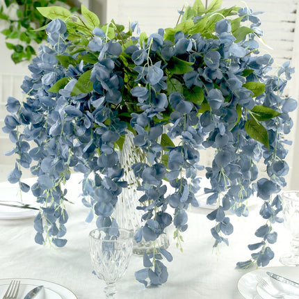 AliKopy 5 Pack 44" Dusty Blue Silk Wisteria Flower Garlands - Full Str