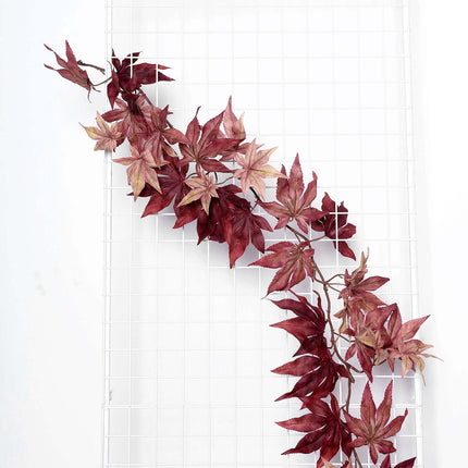 AliKopy 6ft Burgundy Silk Maple Leaf Garland - Realistic & Durable