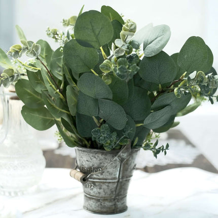 AliKopy 14 Stems Real Touch Eucalyptus Bouquet, 12" Faux Floral Arrang