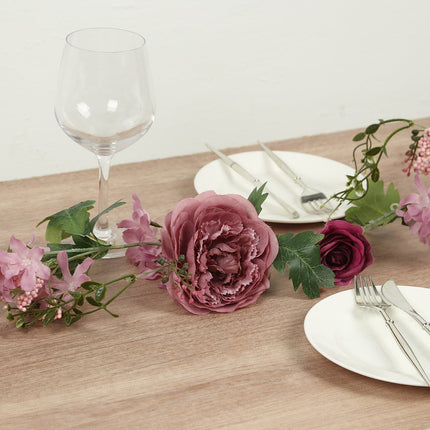 AliKopy 6ft Dusty Rose Silk Peony Garland with Mixed Greenery, Artific