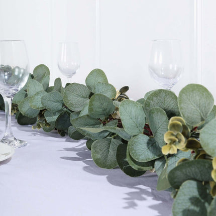 AliKopy 7ft Real Touch Eucalyptus Garland - Lifelike Greenery, Versati