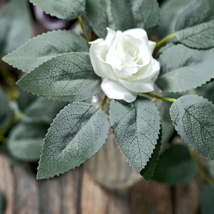 AliKopy 100 Pack Frosted Green Artificial Rose Leaves for DIY Decor