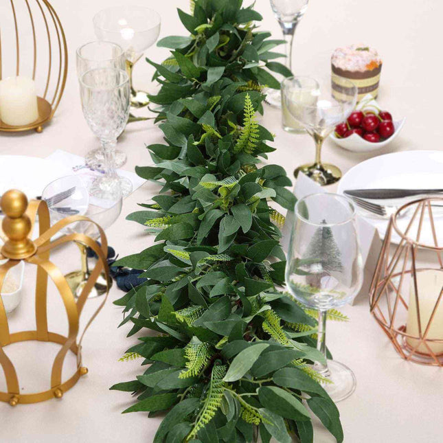 AliKopy 4ft Real Touch Green Willow & Frond Leaves Garland - Lifelike