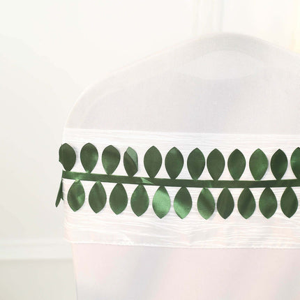 AliKopy Taffeta Ribbon Sash - 50ft Green with 4" Leaf Petal Design